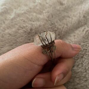 Wire Wrapped Stone Ring size 8-9
